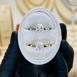 2ct Asscher Cut Moissanite Solitaire Engagement Ring